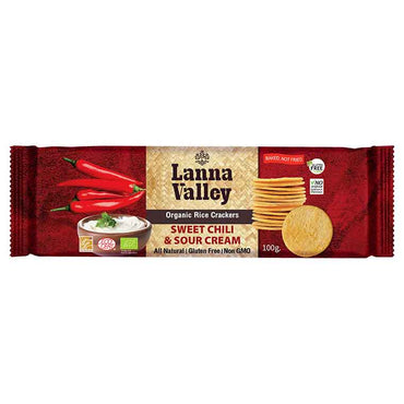 Lanna Valley Organic Rice Crackers Sweet Chili and Sour Cream 100g